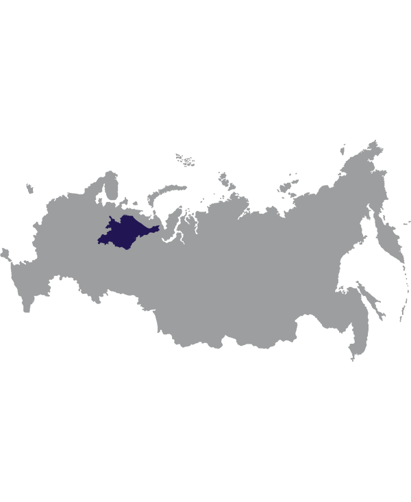 Landkaart Rusland grijs met deelrepubliek Komi donkerblauw op transparante achtergrond - 600 * 733 pixels